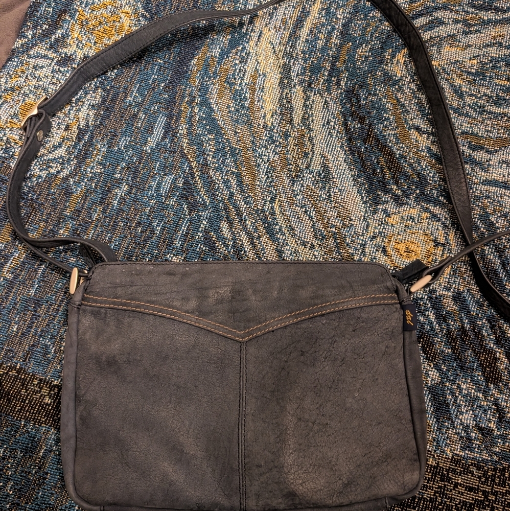 Blue Leather Crossbody Bag